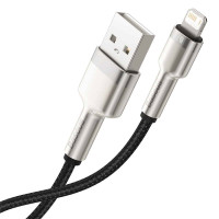 Кабель Baseus Cafule Series Metal Data Cable USB на IP 2.4A 2m Чорний