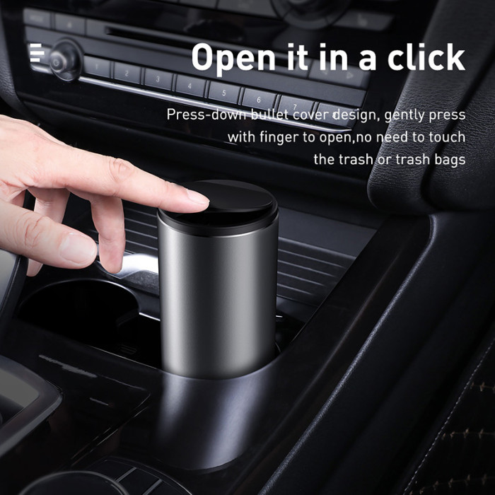 Автомобільний сміттєвий контейнер Baseus Gentleman Style Vehicle-mounted Trash Can（Bag1 roll/30）Dark gray