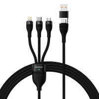 Кабель Baseus Flash Series Ⅱ Two-for-three Charging Cable U+C на M+L+C 100W 1.2m Чорний