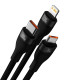 Кабель Baseus Flash Series Ⅱ Two-for-three Charging Cable U+C на M+L+C 100W 1.2m Чорний