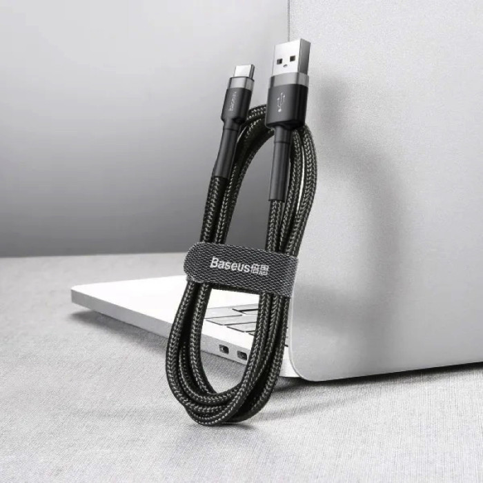 Кабель Baseus Cafule Cable USB For Type-C 3A 0.5m Gray+Black