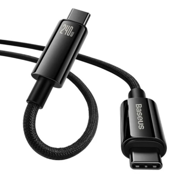 Кабель Baseus Tungsten Gold швидка зарядка Data Cable Type-C на Type-C 240W 2m Чорний