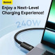 Кабель Baseus Tungsten Gold швидка зарядка Data Cable Type-C на Type-C 240W 2m Чорний
