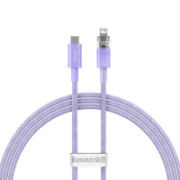 Кабель Baseus Explorer Series швидка зарядка Cable з Smart Temperature Control Type-C на iPhone 20W 1m Purple