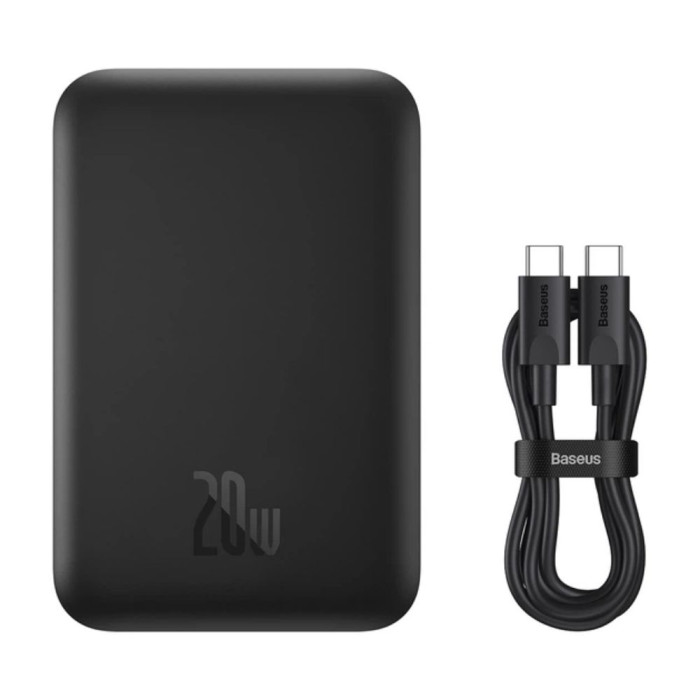 Зовнішній акумулятор Baseus Magnetic Mini Air Wireless Fast Charge Power Bank 6000mAh 20W Cluster Black（With Simple Series Charging Cable Type-C to