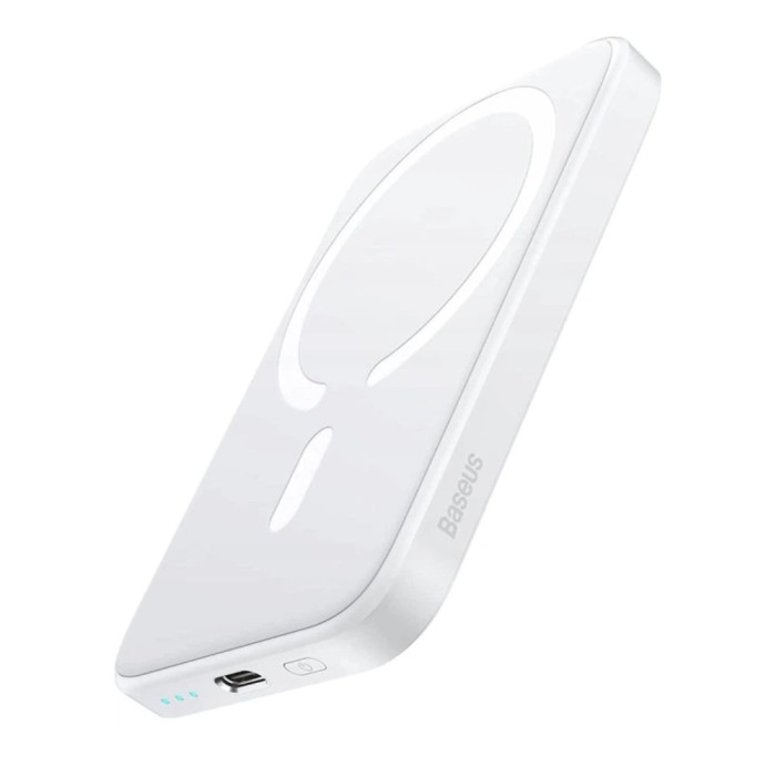Зовнішній акумулятор Baseus Magnetic Mini Air Wireless Fast Charge Power Bank 6000mAh 20W Stellar White（With Simple Series Charging Cable Type-C to