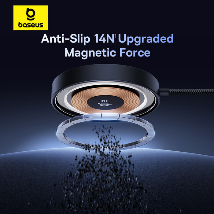 Бездротовий зарядний пристрій Baseus Simple Mini4 Magnetic Wireless Charging Stand Qi2 15W Universal Explorer Edition Cosmic Black