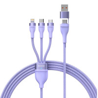 Кабель Baseus Flash Series Ⅱ Two-for-three Charging Cable U+C на M+L+C 100W 1.2m Purple