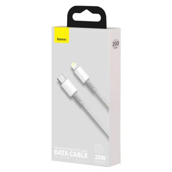 Кабель Baseus High Density Braided швидка зарядка Data Cable Type-C на iPhone PD 20W 2m Білий