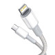 Кабель Baseus High Density Braided швидка зарядка Data Cable Type-C на iPhone PD 20W 2m Білий