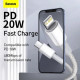 Кабель Baseus High Density Braided швидка зарядка Data Cable Type-C на iPhone PD 20W 2m Білий