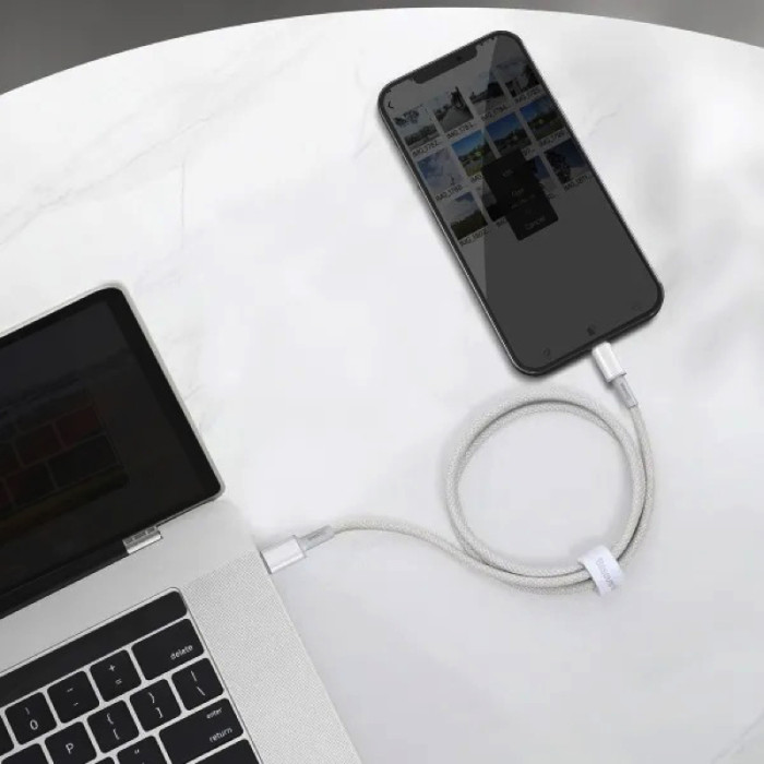 Кабель Baseus High Density Braided швидка зарядка Data Cable Type-C на iPhone PD 20W 2m Білий