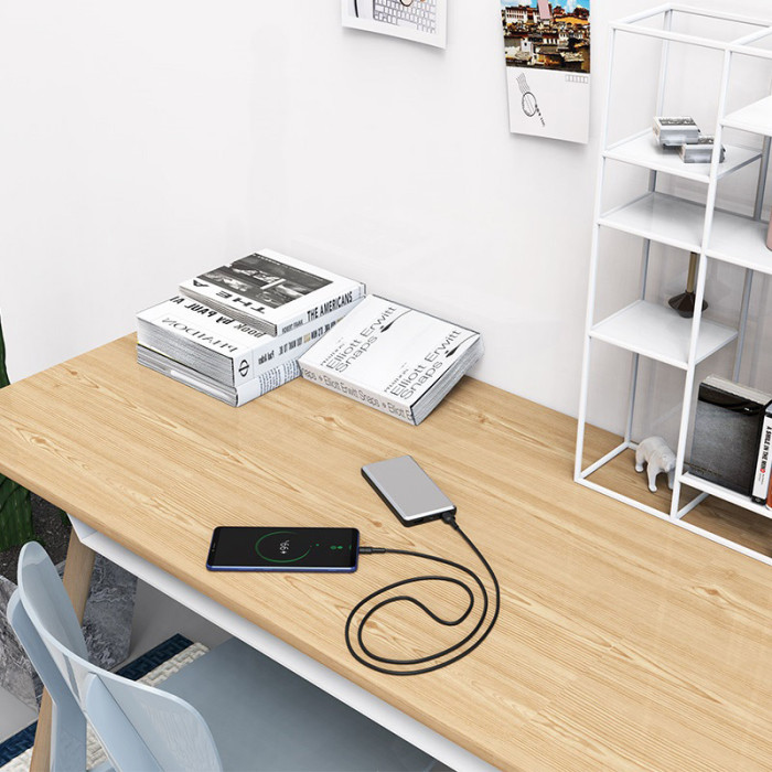 Кабель BOROFONE BX30 USB to Type-C, 3A, 1m, silicone, TPE connectors, Black