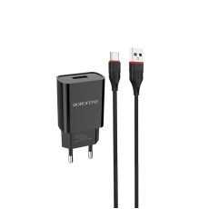 Мережевий зарядний пристрій BOROFONE BA20A Sharp single port charger set(Type-C) 10.5W Black