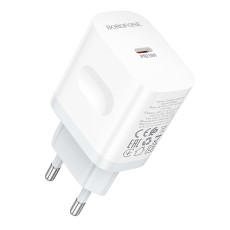 Мережевий зарядний пристрій BOROFONE BA99A Breeze single port PD20W charger White