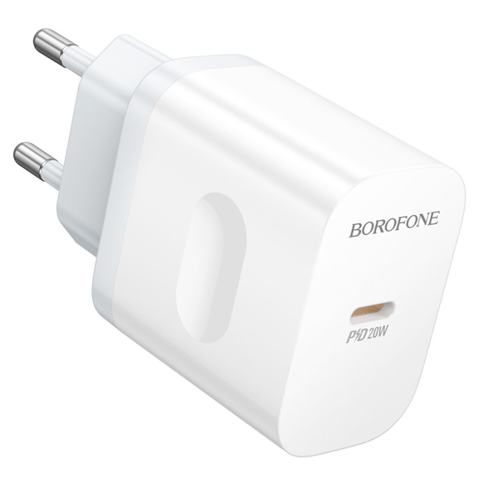 Мережевий зарядний пристрій BOROFONE BA99A Breeze single port PD20W charger White