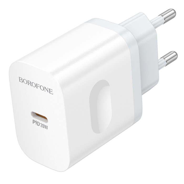 Мережевий зарядний пристрій BOROFONE BA99A Breeze single port PD20W charger White