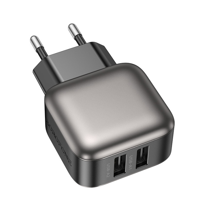 Мережевий зарядний пристрій BOROFONE BAS51A Absolute dual-port charger Black