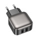 Мережевий зарядний пристрій BOROFONE BAS51A Absolute dual-port charger Black