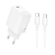 Мережевий зарядний пристрій з кабелем BOROFONE BN28 Fuente single port PD30W charger set (C to C) (EU) White