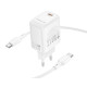 Мережевий зарядний пристрій з кабелем BOROFONE BN28 Fuente single port PD30W charger set (C to C) (EU) White