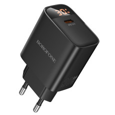Мережевий зарядний пристрій BOROFONE BA97A Ilustre single-port PD30W charger with digital display (EU) Black