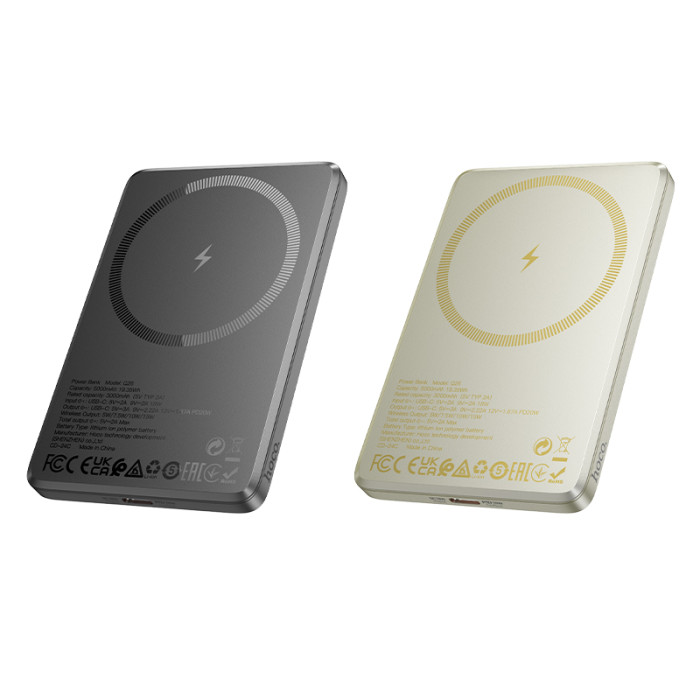 Зовнішній акумулятор HOCO Q26 Joy PD20W magnetic fast charging power bank(5000mAh) metal gray