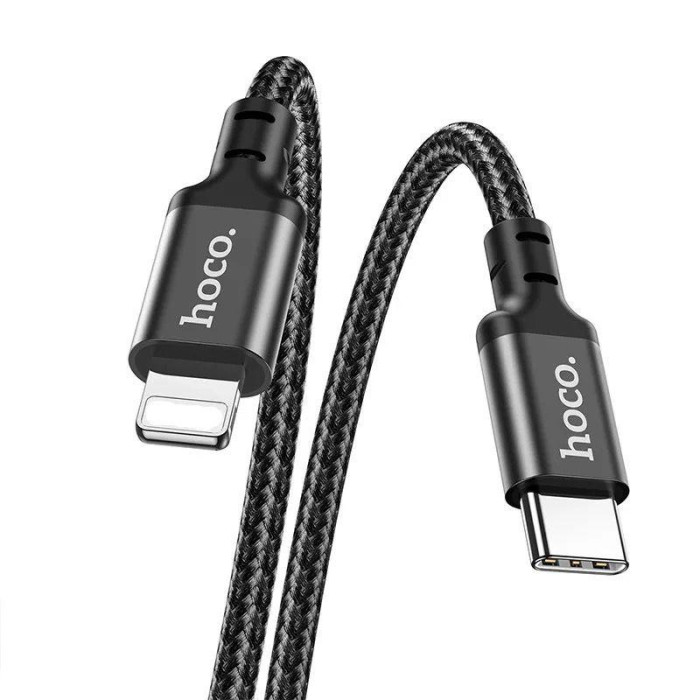 Кабель HOCO X14 Type-C to iP 3A, 20W, 2m, nylon, aluminum connectors, Black