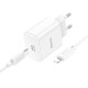 Мережевий зарядний пристрій з кабелем HOCO C76A Pro Majestic single port PD30W charger set (C to iP)(EU) White