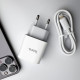 Мережевий зарядний пристрій з кабелем HOCO C76A Pro Majestic single port PD30W charger set (C to iP)(EU) White