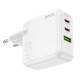 Мережевий зарядний пристрій HOCO C115A Header PD65W  GaN three-port(2C1A) charger White