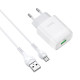 Мережевий зарядний пристрій з кабелем HOCO C72Q Glorious single port QC3.0 charger set(Micro) 18W White