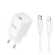 Мережевий зарядний пристрій з кабелем HOCO C148A Charm single port PD30W charger set (C to iP) (EU) White