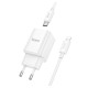 Мережевий зарядний пристрій з кабелем HOCO C148A Charm single port PD30W charger set (C to iP) (EU) White