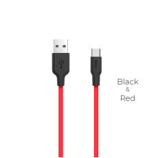 Кабель HOCO X21 USB to Type-C 2A, 1m, silicone, TPE connectors,  Black+Red