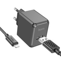 Мережевий зарядний пристрій з кабелем HOCO CS11A Ocean single port charger set(iP) Black
