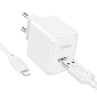 Мережевий зарядний пристрій з кабелем HOCO CS11A Ocean single port charger set(iP) White