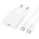 Мережевий зарядний пристрій з кабелем HOCO N72 Speed single-port PD20W ultra-thin charger set(C to C)(EU)