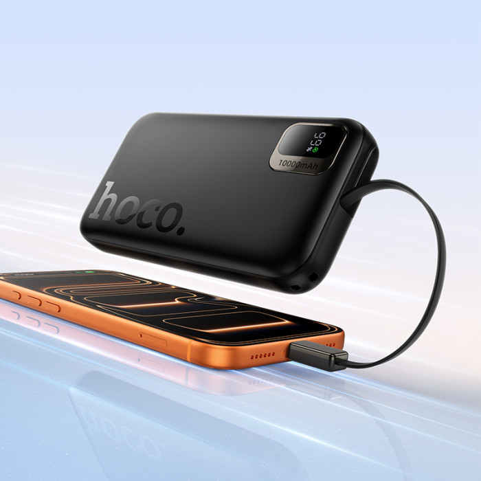 Зовнішній акумулятор HOCO Q51 Key PD20W power bank з telescopic cable(10000mAh) Чорний