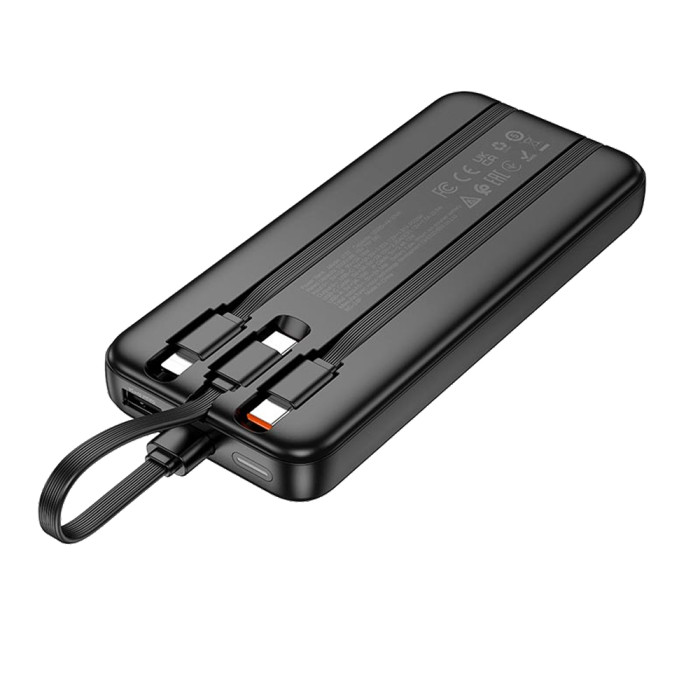 Зовнішній акумулятор HOCO J132 Sabio fully compatible power bank з 3 cables Чорний