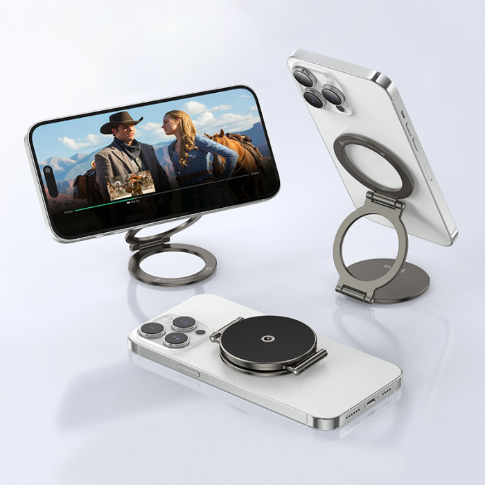 Автотримач для телефона HOCO H102 Whale magnetic ring holder(multi-scene) Сірий метал