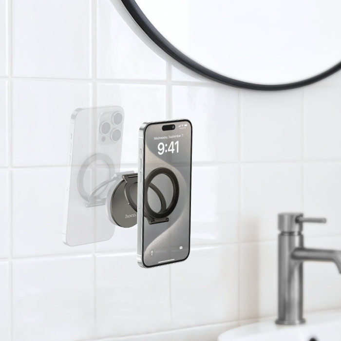 Автотримач для телефона HOCO H102 Whale magnetic ring holder(multi-scene) Сірий метал
