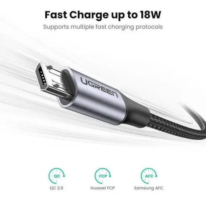 Кабель UGREEN US290 USB 2.0 A на Micro USB Cable Nickel Plating Aluminum Braid 2m
