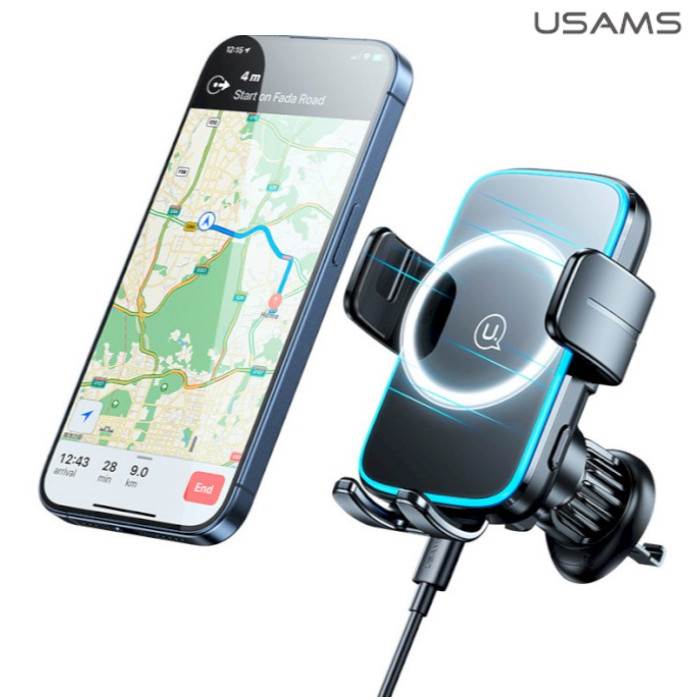 Автотримач для телефона з БЗП Usams CD230  Wireless Charging Car Holder (Air Vent) Black