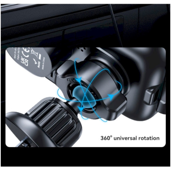 Автотримач для телефона з БЗП Usams CD230  Wireless Charging Car Holder (Air Vent) Black