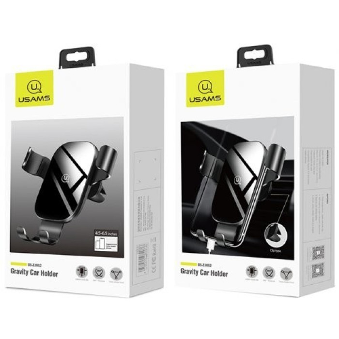 Автотримач для телефона Usams US-ZJ052 Gravity Car Holder Black