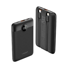 Зовнішній акумулятор VEGER 10000 mAh з built-in cables Type C / Lightning PD QC3.0 2A 22,5W C11 black