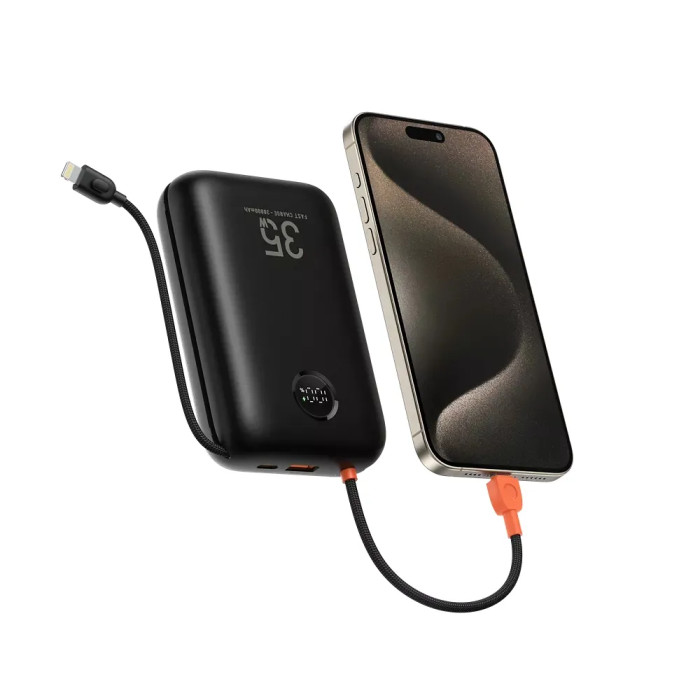 Зовнішній акумулятор VEGER Built-In 2 cables Ultra Mini 30000mAh