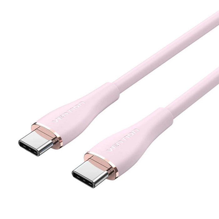 Кабель Vention USB 2.0 C Male на C Male 5A Cable 1M Pink Silicone Type
