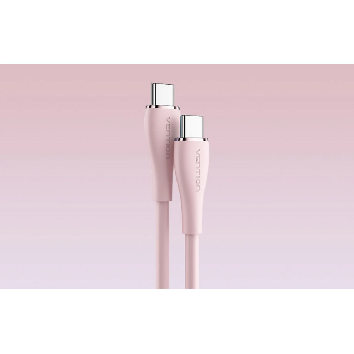 Кабель Vention USB 2.0 C Male на C Male 5A Cable 1M Pink Silicone Type